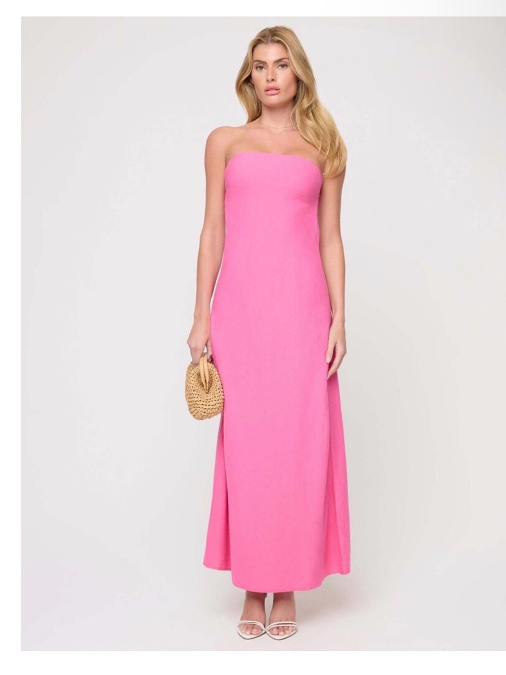 L SPACE LSPACE Spring In Love Dress Strapless Pink Maxi Cut Out Dress EUC LARGE